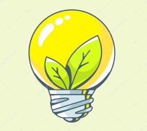illustration de stock depositphotos 76535203 : ampoule jaune avec feuille verte