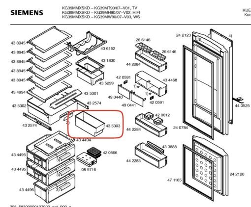 Cajón frutero soporte combi Balay Bosch KG 36 Siemens KG 39P 00435303 4 Cajón frutero soporte combi Balay Bosch KG 36 Siemens KG 39P 00435303 - Imagen 2