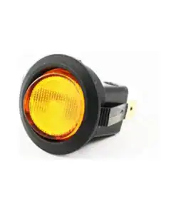 Interruttore pilota rotondo illuminato di colore ambra, 20 mm, 3 attacchi Faston 0103